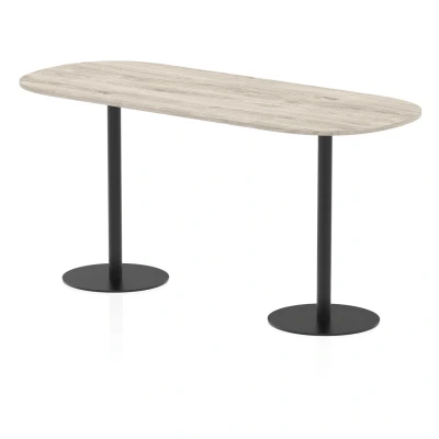 Image of Italia 2400mm Poseur Boardroom Table Grey Oak Top 1145mm High Black Leg