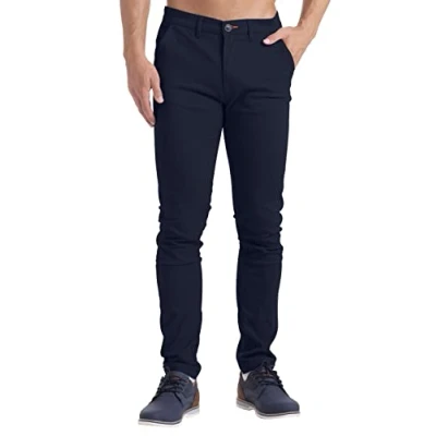 Image of westAce Mens Skinny Stretch Chino Trousers Super Jeans Casual Pants (W38 x L34 (38L), Navy)