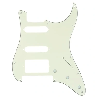 Image of Musiclily Pro 11 Hole HSS Strat Pickguard Modern Style Scratch Plate for American/Mexican Fender Stratocaster Floyd Rose Bridge Cut Electric Guitar,3Ply Ivory