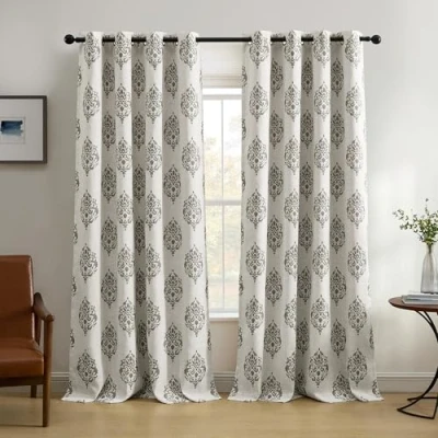 Image of Elrene Home Fashions Navara Medallion Room Darkening Window Curtain Panel, 52&quot; x 84&quot; (1, Gray