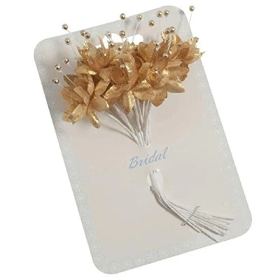 Image of Groves Gold Pearled Baby&#039;s Breath Fabric Flowers Bunch of 12