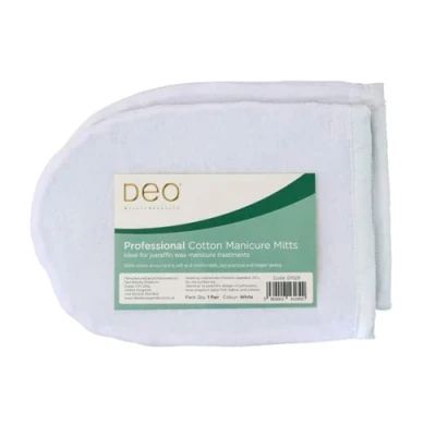 Image of Deo White Manicure Pedicure Mitts Treatment Spa Cotton Hands D1529