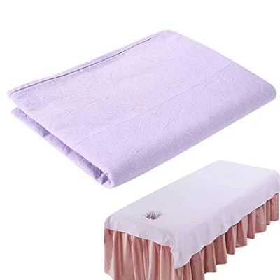 Image of Beauty Massage Bed Sheets, Salon SPA Couch Soft Cotton Cover Protector with Face Breath Hole (Lilac)