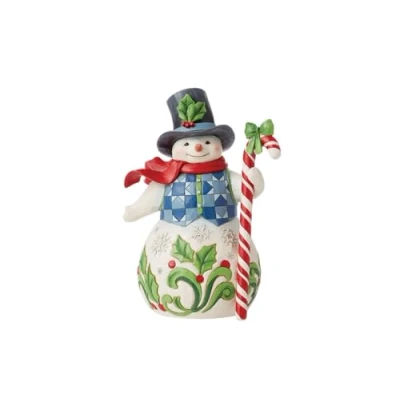 Image of Heartwood Creek by Jim Shore Snowman With Candy Cane Figurine