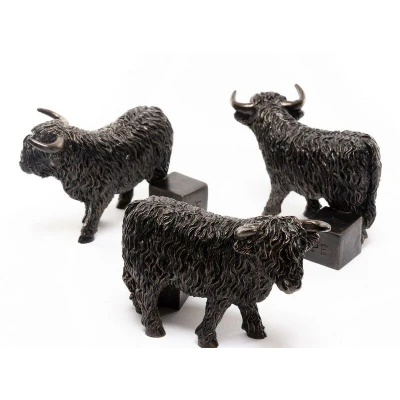 Image of Potty Feet Highland Cow Figures Plant Pot Planter Riser Support 3pcs