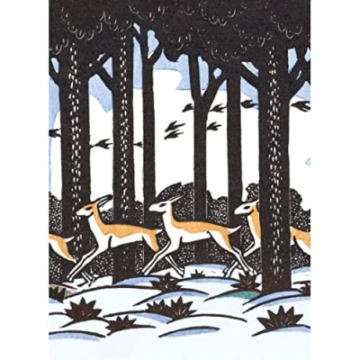 Image of Museums &amp; Galleries V&amp;A Pack of 8 Artistic Christmas Cards with Lovely Design Deer Running Through Forest 1 Attractive Design, Multicolor, 130mm x 178mm 13mm