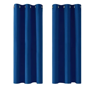 Image of Deconovo Window Treatments Thermal Insulated Blackout Curtains Eyelet for Girls Bedroom Royal Blue 42 x 54 Inch 2 Panels