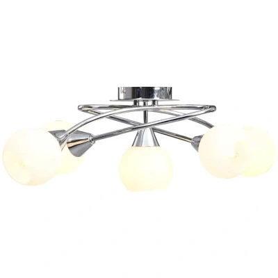 Image of vidaXL Ceiling Lamp with Ceramic Shades for 5 E14 Bulbs White Bowl