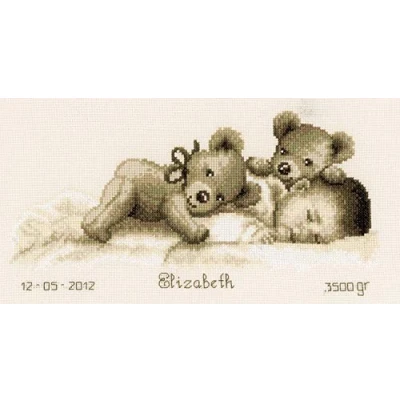 Image of Vervaco Counted Cross Stitch Baby Sleep, Fabric, Multi, One Size