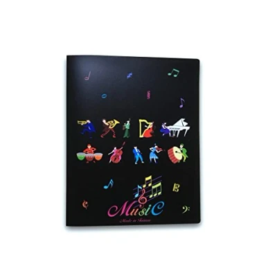 Image of Music Themed 20 Pockets Plastic Folder Display Book Soft Cover Instruments Design
