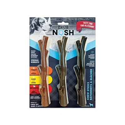 Image of Zeus NOSH TASTY TRIO CHEW STICKS DOG STRONG STICK FLAVOURED TOY TREATS