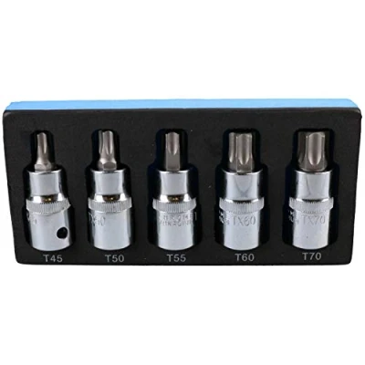 Image of 1/2&quot; Drive Male Torx Star Sockets Bits T45 T50 T55 T60 T70 5pc Set