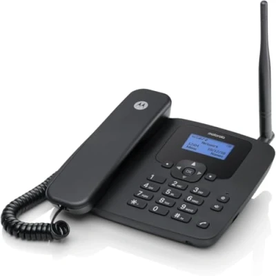 Image of Motorola FW410 4G Fixed Wireless Desktop Telephone with hotspot, GSM quad band, no landline required, 2.2&quot; backlit display, unlocked, antenna, battery backup