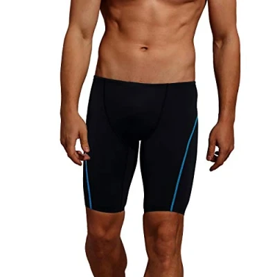 Image of Easyglide Jammer Mens Swimwear Comfortable Polyester Fabric for Competition Exercise Training, Aqua&amp;black, 32