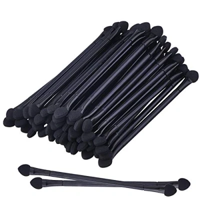 Image of 50 Pack Disposable Dual Sides Eyeshadow Sponge Brushes Makeup Applicator with Long Handle 10 cm Black