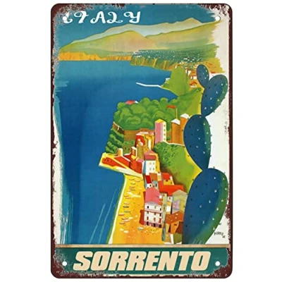 Image of AZOLID Metal Tin Sign Sorrento Campania Italian Travel Signs Vintage Bar Club Cave Home Kitchen Wall Decor Rustic Funny 30x43CM