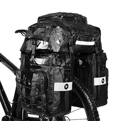 Image of Rhinowalk Bike Bag Pannier Set,(for Bicycle Cargo Rack Saddle Shoulder Laptop Professional Cycling Accessories 3 in 1 Black