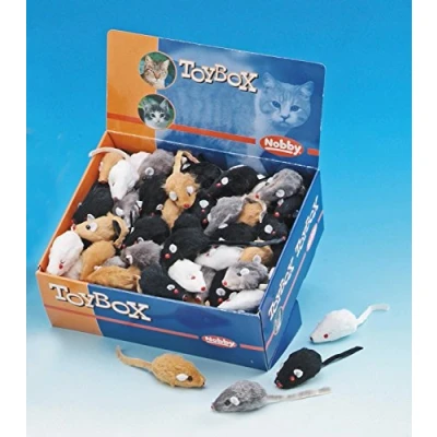 Image of Nobby SMALL FAUX FUR MICE CAT TOYS X 12 FURRY