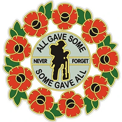 Image of REMEMBRANCE SUNDAY POPPY CAR WINDOW STICKER SOLDIER AND WREATH