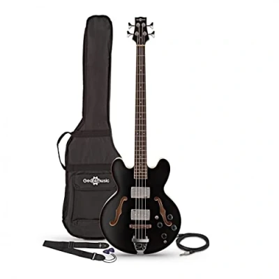 Image of Gear4music SF Semi Acoustic Bass Guitar with Gig Bag &amp; Cable