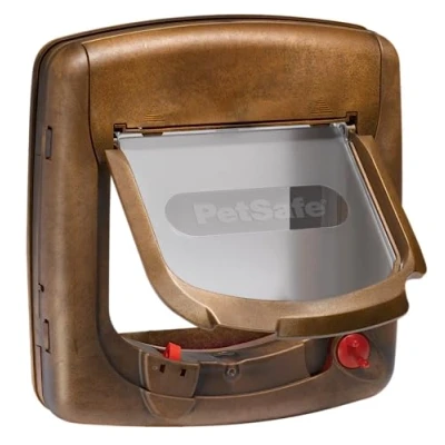 Image of PetSafe Staywell, Deluxe Magnetic Cat Flap, Selective Entry, 4 Way Locking (Brown/Woodgrain)