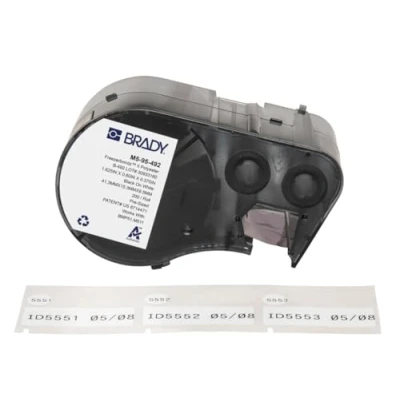 Image of Brady FreezerBondz™ Polyester Pre Sized Labels for Label Printer BMP51/BMP53/M511 200 Self Adhesive Black on White (41,28 mm (W) x 15,24 (H) 9,53 (Dia)) M5 95 492