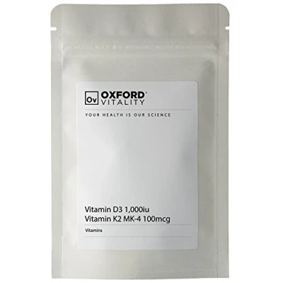 Image of Vitamin D3 1000iu &amp; K2 MK4 Tablets Supplements for Bone Muscle Health Oxford Vitality