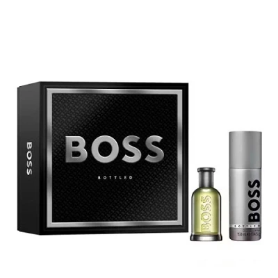 Image of BOSS Men&#039;s 2 Piece Bottled Festive Giftset including an Eau de Toilette 50ml and Men’s Spray Deodorant 150ml