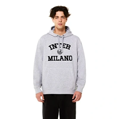 Image of Inter FC Internazionale Milano S.p.A Hooded Sweatshirt, Unisex Adult, Official Product, Back to Stadium Collection, heather grey, XL