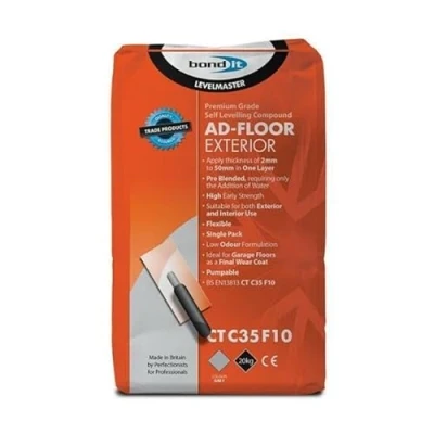 Image of Bond It AD Floor Exterior 2 50mm Depth Latex Self Leveling Compound Screed Concrete Bar Grey 20kg
