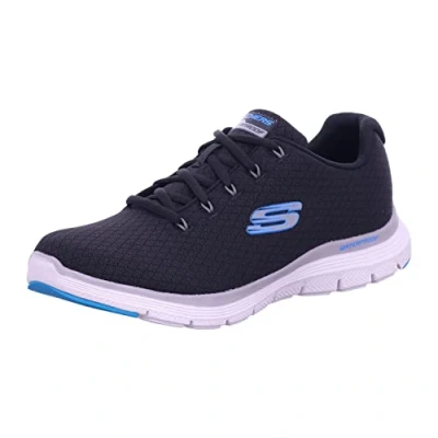 Image of Skechers Men&#039;s Flex Advantage 4.0 Sneaker, Black Textile Blue Trim, 9 UK