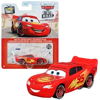 Image of Mattel Selection Vehicles Racing Style Disney Cars Die Cast 1:55 Car, Type: Lightning McQueen Road Trip, CDXV59