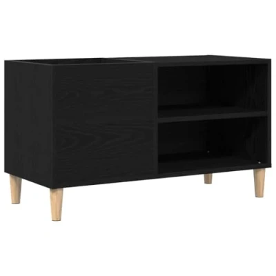 Image of vidaXL Black Oak LP Cabinet Engineered Wood Furniture for Living Room/Bedroom Rectangular Vinyl Storage