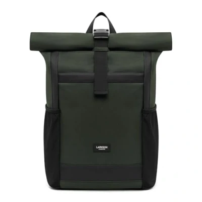 Image of LARKSON Roll Top Backpack Women &amp; Men Green No 2 Rucksack for University, School, Office College Laptop Bag 16 Inches Water Repellent