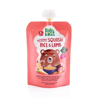 Image of Baby Likes Halal Organic Butternut Squash, Rice and Lamb 130 grams Puree for 7 months plus