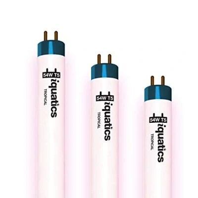Image of iQuatics Aquarium Tropical Fish Tank Fluorescent Light Bulb T5 (3 Pack), Tropical, 54w 1150mm 46