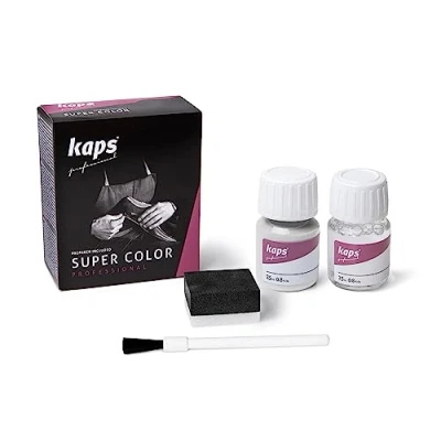 Image of Kaps Dye Super Color + Preparer (25 ml Each), Professional Leather for Natural Leather, Faux and Fabric, Nourishing Repairing Shoes (101 White)