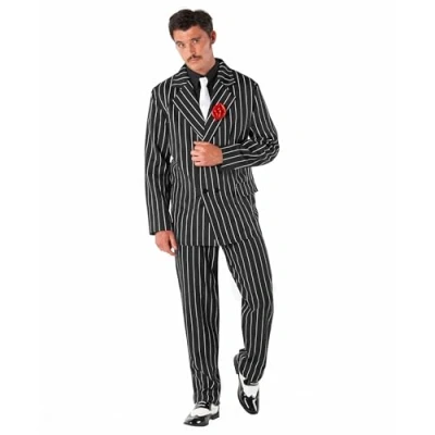 Image of Morph Men&#039;s Gangster Costume, Mobster Suit, Mafia Boss Outfit, 1920s Pinstripe Suit for Halloween Parties, X Large