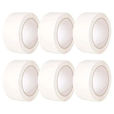 Image of Edenpack 6 Rolls White Colour Low Noise Adhesive Tape 50MM x 66M Art and Craft DIY Decorative Packaging Packing Parcel Strong Seal Coloured Acrylic