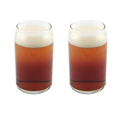 Image of Libbey Can Shaped Beer Glass 16 oz 2 Pack w/Pourer
