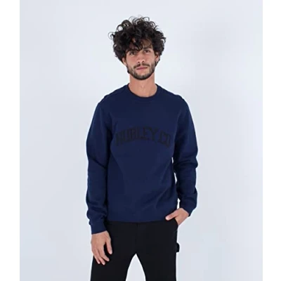 Image of Hurley Men&#039;s Applique Crew Sweatshirt, Obsidian, S