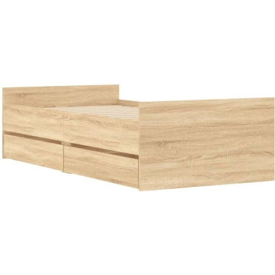 Image of vidaXL Bed Frame without Mattress Sonoma Oak 75x190 cm Small Single