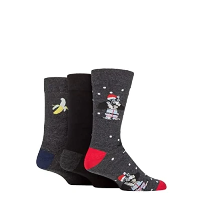 Image of Mens 3 Pair SOCKSHOP Wildfeet Winter Wonderland Christmas Cube Gift Boxed Socks Gorilla 7 11