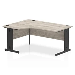 Image of Impulse 1600 LH Crescent Desk Grey Oak/Black Cable Managed Leg