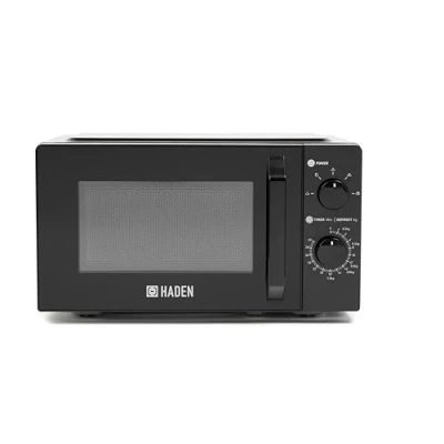Image of Haden 17L Black Microwave Oven Silent End Signal, 700W with 5 Power Levels, Manual Controls Defrost Function 24.5cm Glass Turntable Easy to Use and Clean Compact