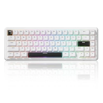Image of ATTACK SHARK X65 HE Magnetic Switch Rapid Trigger Keyboard, 65% Wired Gaming Keyboard with 8000 Hz Polling Rate, 0.01mm RT Accuracy Adjustable Actuation, PBT Keycaps, QMK Driver, RGB.(White)