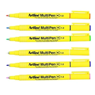Image of Artline 1.0mm Bullet Tip Pastel Multi Pen White/ Pink/ Orange/ Blue/ Green/ Purple (Wallets of 6)
