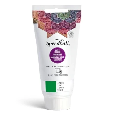 Image of Speedball 75cc 2.5 oz Fabric Block Printing Ink Green, Oil Based Ink, Bold Opaque Colour, Bag, Clothes Printing, No Heat Set, Creative Home, Art Studio, For Starter Kit
