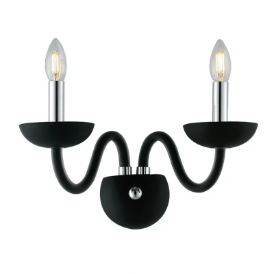 Image of ALFIERE Twin 2 Light Candle Wall Black 37x26x23cm