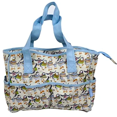 Image of Emma Ball Large Oilskin Pocket Bag Woolly Puffins